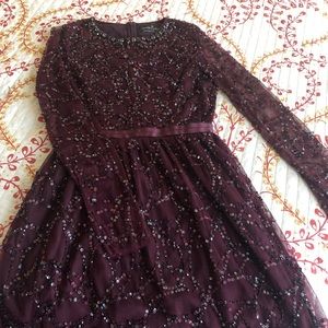 Burgundy needle and thread beaded dress